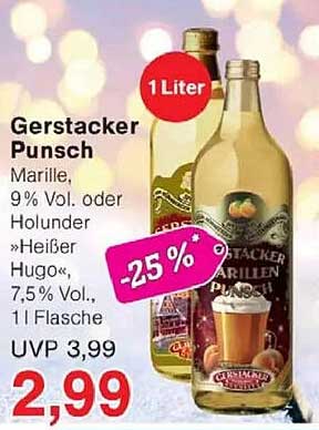 Gerstacker Punsch - Marille oder Holunder, 1 Liter