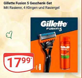 Gillette Fusion 5 Geschenk-Set mit Rasierer, 4 Klingen und Rasierschaum
