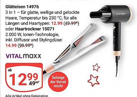 Glätteisen 14976 3 in 1 für glatte, wellige und gelockte Haare