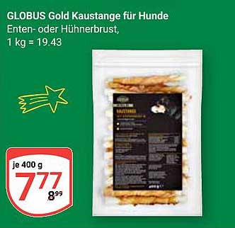 GLOBUS Gold Kaustange für Hunde - Enten- oder Hühnerbrust, 400 g