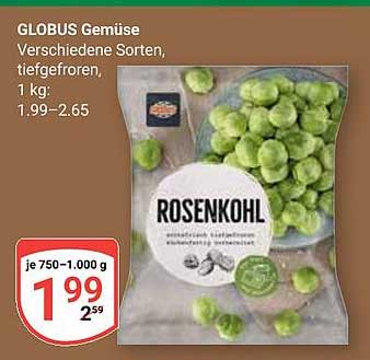 GLOBUS Rosenkohl - verschiedene Sorten, tiefgefroren, 1 kg