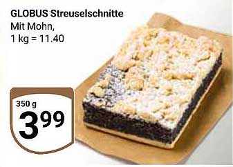 GLOBUS Streuselschnitte mit Mohn, 350 g