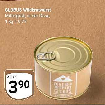 GLOBUS Wildbratwurst, Mittelgroß, in der Dose