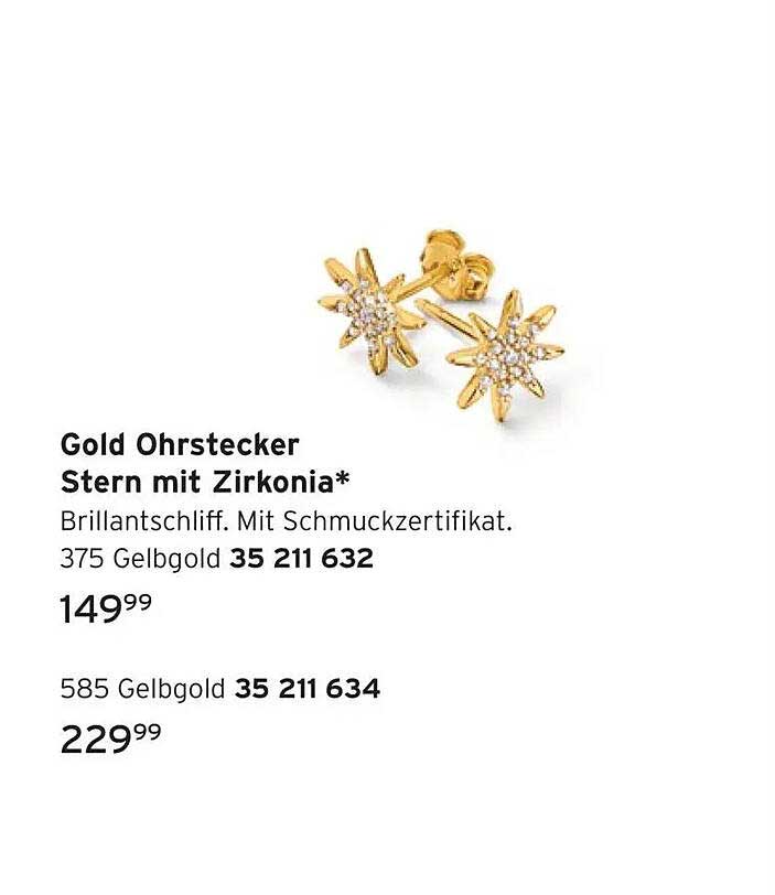 Gold Ohrstecker Stern mit Zirkonia*