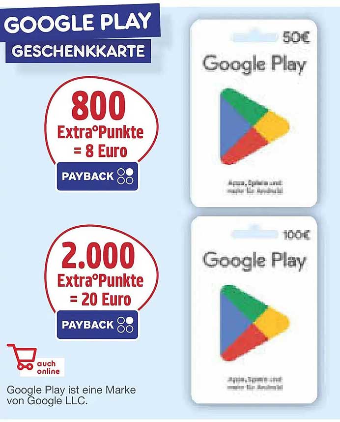Google Play Geschenkkarte – 50€ und 100€