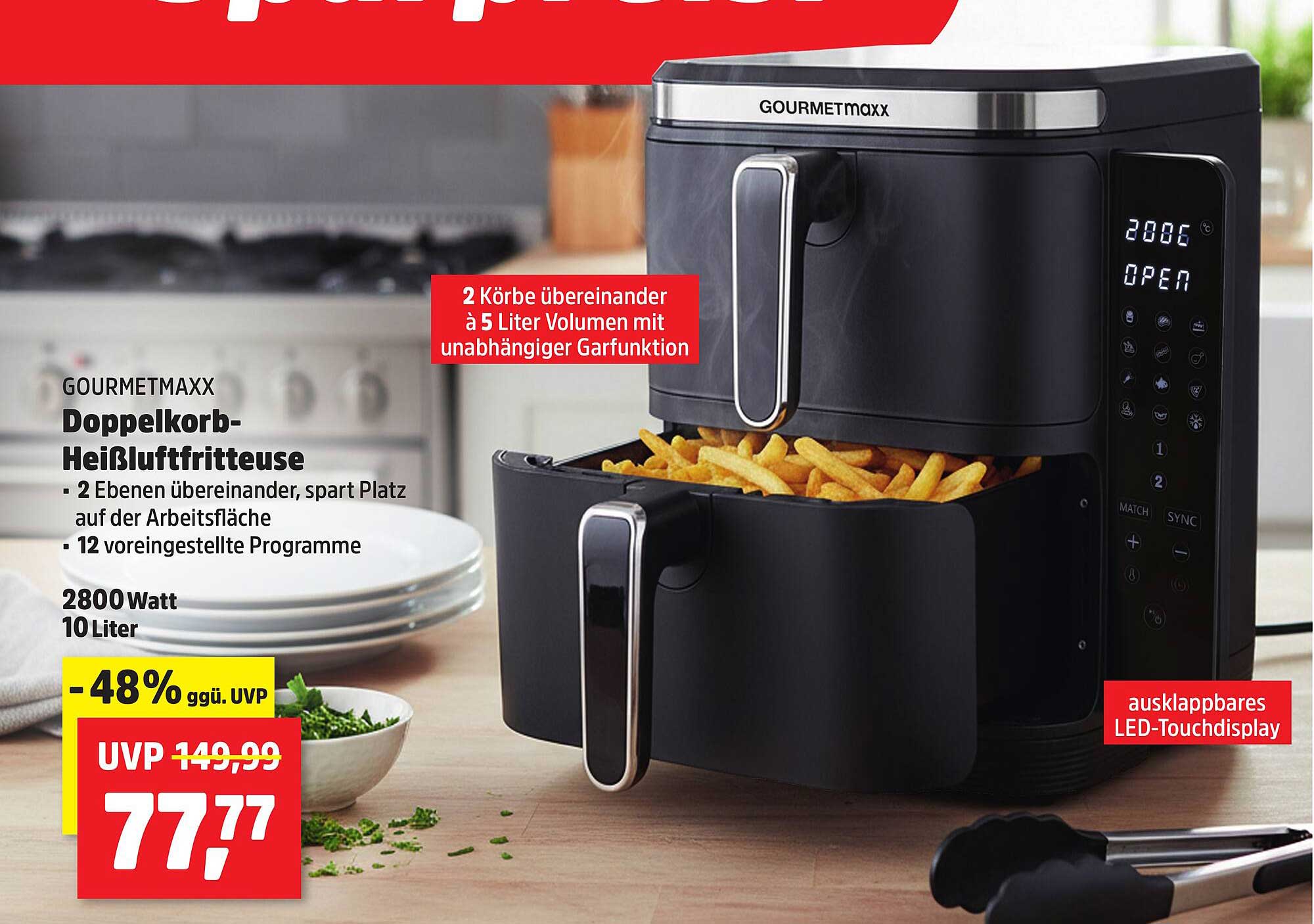 GOURMETMAXX Doppelkorb-Heißluftfritteuse