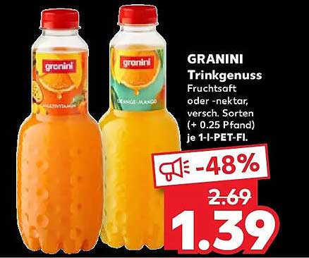 GRANINI Trinkgenuss Fruchtsaft oder -nektar, verschiedene Sorten