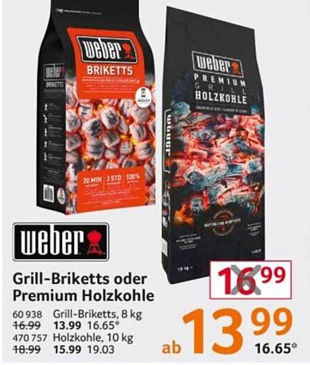 Grill-Briketts oder Premium Holzohle von Weber, 8 kg