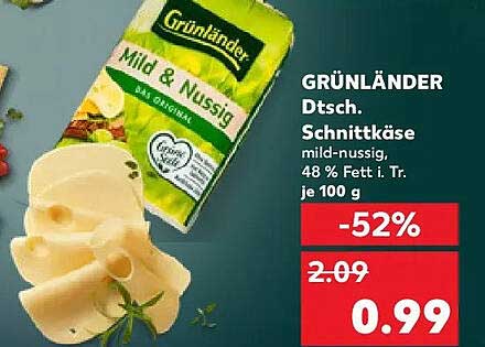GRÜNLÄNDER Dtsch. Schnittkäse mild-nussig