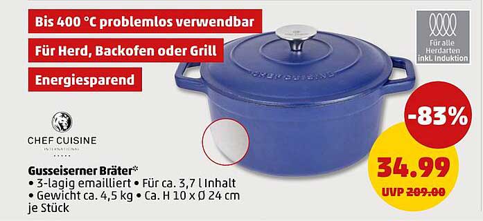 Gusseiserner Bräter von Chef Cuisine
