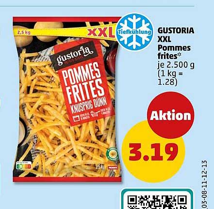 GUSTORIA XXL Pommes frites, knusprig dünn, 2,5 kg