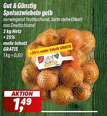 Gut & Günstig Speisezwiebeln gelb - 2 kg mit 25% mehr Inhalt GRATIS