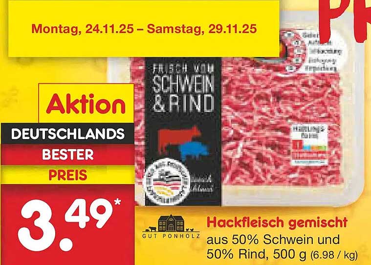 Hackfleisch gemischt 500 g von Gut Ponholz - Frisch vom Schwein & Rind