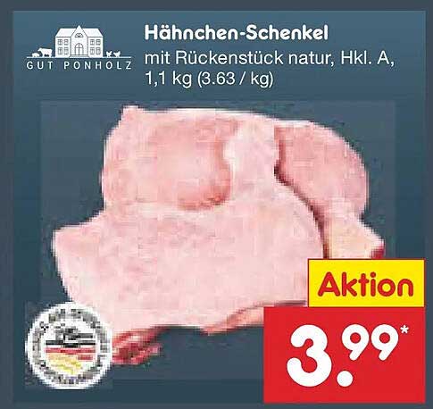 Hähnchen-Schenkel mit Rückenstück natur, Hkl. A - 1,1 kg