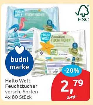 Hallo Welt Feuchttücher 4x 80 Stück - Verschiedene Sorten