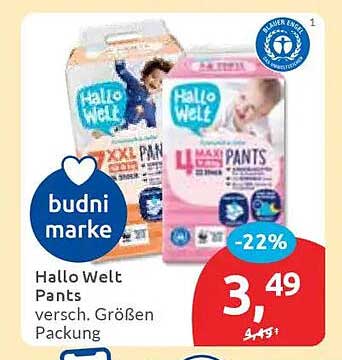 Hallo Welt Pants verschieden Größen Packung