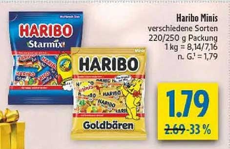 Haribo Minis – verschiedene Sorten 220/250 g Packung