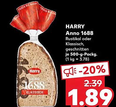 HARRY Anno 1688 Rustikal oder Klassisch, 500g Packung