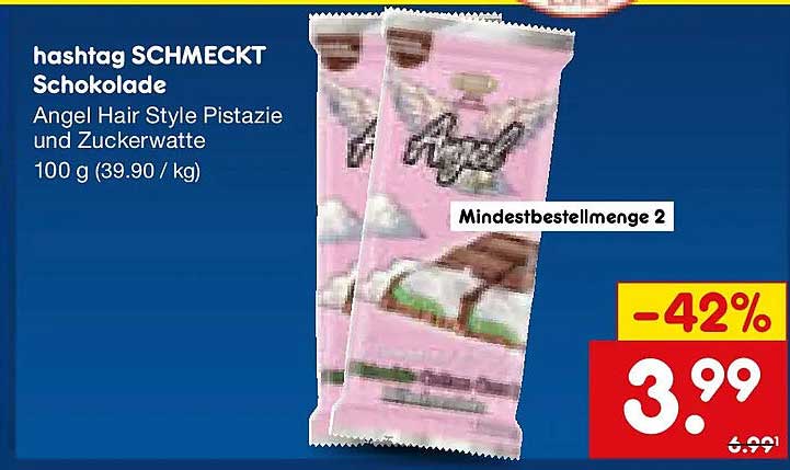 hashtag SCHMECKT Schokolade Angel Hair Style Pistazie und Zuckerwatte 100 g