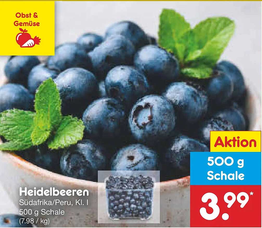 Heidelbeeren 500 g Schale