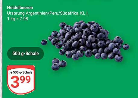 Heidelbeeren - 500 g-Schale für nur 3,99 €