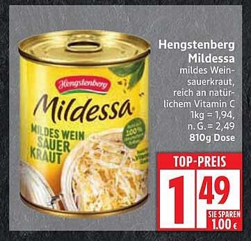 Hengstenberg Mildessa milde Weinsauerkraut 810g
