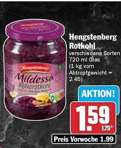 Hengstenberg Rotkohl 720 ml Glas