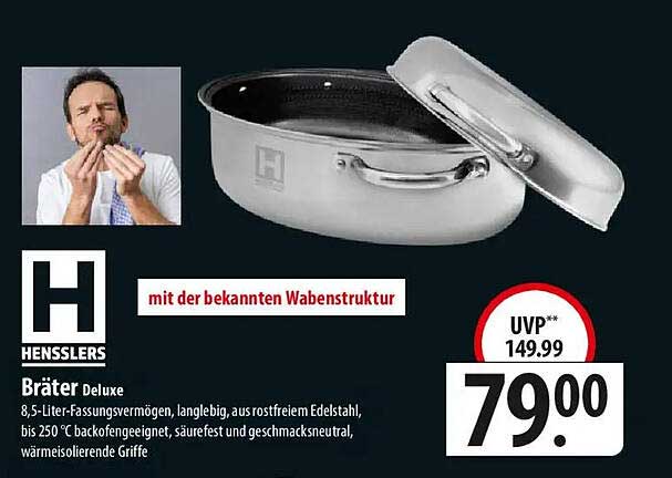 HENSSLERS Bräter Deluxe - 8,5 Liter Fassungsvermögen