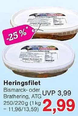 Heringsfilet Bismarck- oder Brathering, ATG 250/220 g