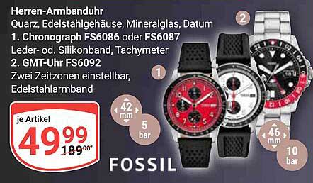 Herren-Armbanduhr von Fossil – Chronograph FS6086 oder FS6087 und GMT-Uhr FS6092
