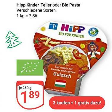 Hipp Kinder-Teller oder Bio Pasta – Verschiedene Sorten, 250 g für 1,89 €
