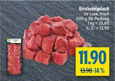 Hirschdelgulasch De Luxe, frisch 500 g SB-Packung