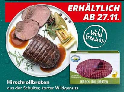 Hirschrollbraten aus der Schulter, zarter Wildgenuss