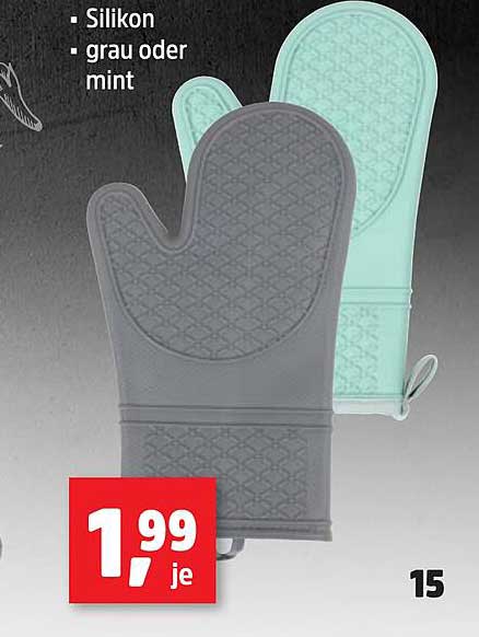 Hitzeschutz-Handschuh aus Silikon - grau oder mint