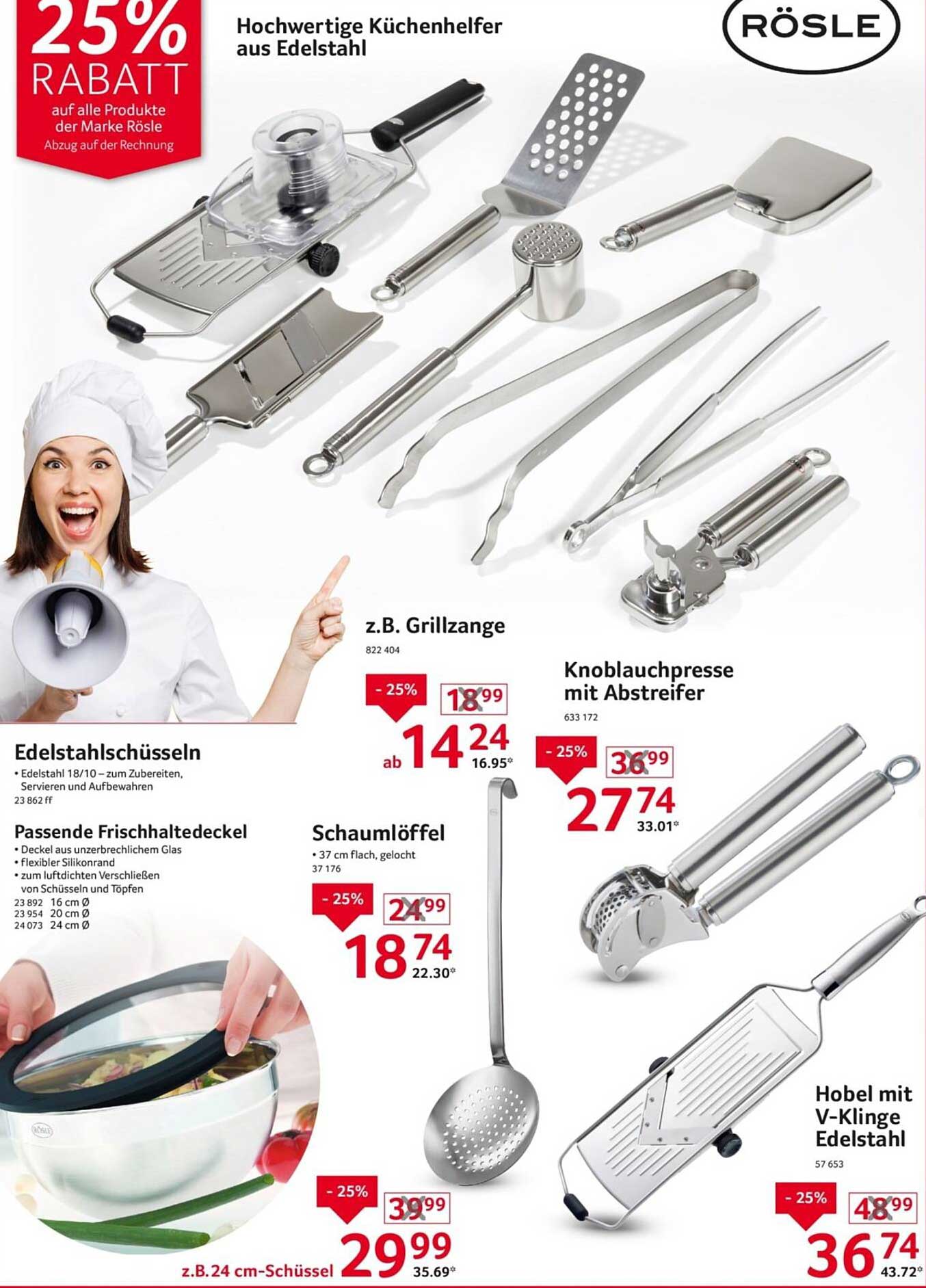 Hochwertige Küchenhelfer aus Edelstahl - 25% Rabatt auf alle Produkte der Marke Rösle