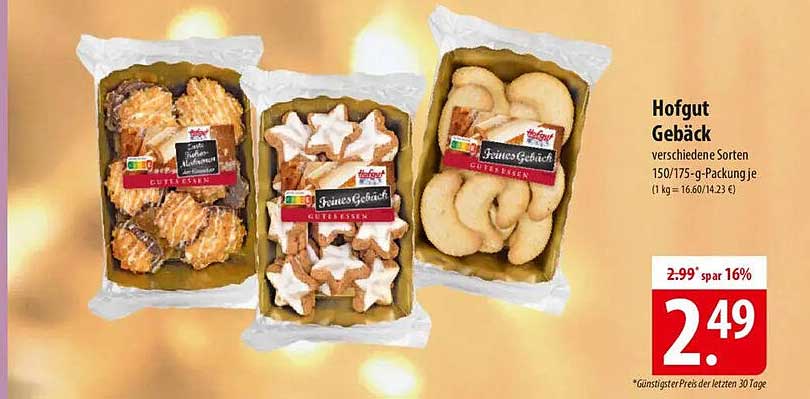 Hofgut Gebäck verschiedene Sorten 150/175-g-Packung je