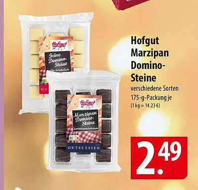 Hofgut Marzipan Domino-Steine verschiedene Sorten 175-g-Packung