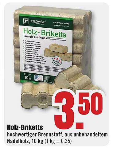 Holz-Brikett 10 kg - hochwertiger Brennstoff aus unbehandeltem Nadelholz