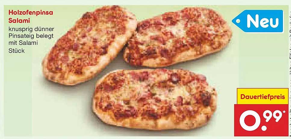 Holzofenpinsasalami - knusprig dünner Pinsateig belegt mit Salami