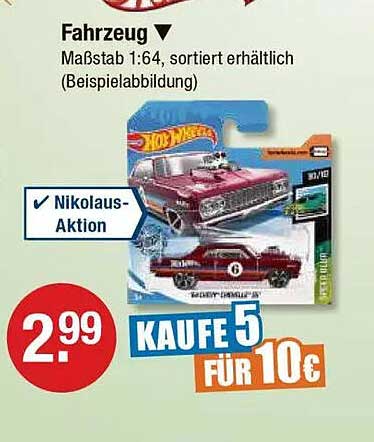 Hot Wheels Fahrzeug 1:64 – Nikolaus-Aktion