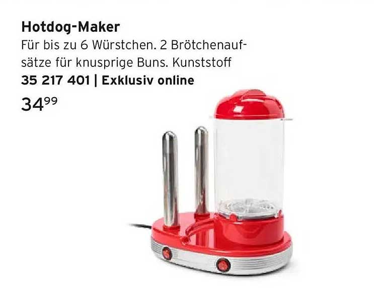 Hotdog-Maker für bis zu 6 Würstchen