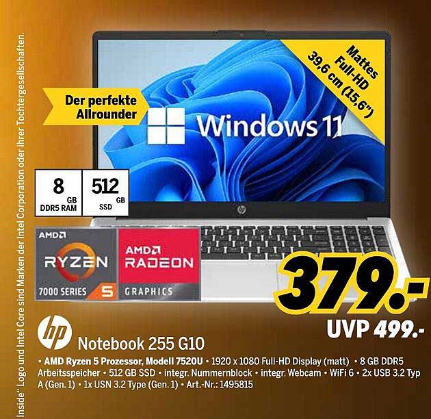 HP Notebook 255 G10 – Der perfekte Allrounder