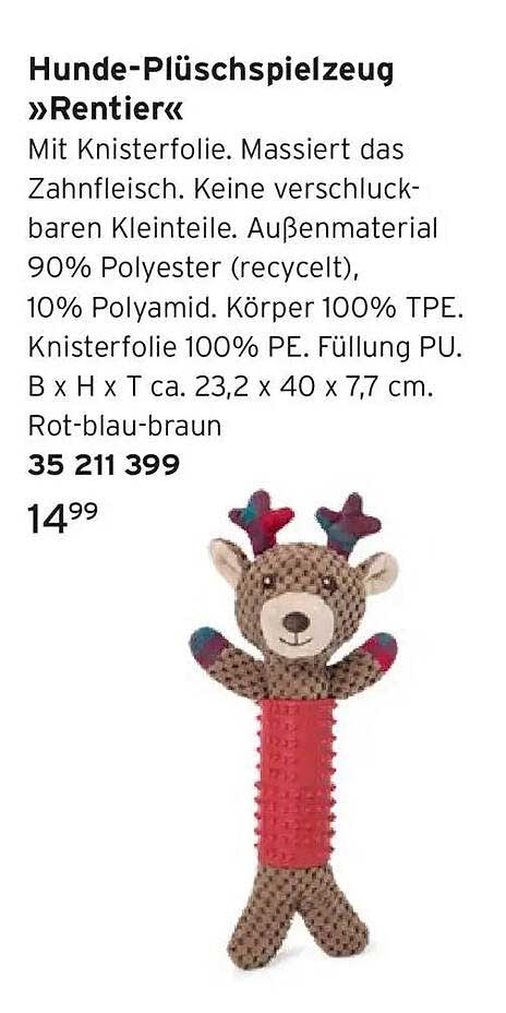 Hunde-Plüschspielzeug »Rentier«