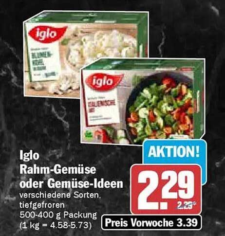 Iglo Rahm-Gemüse oder Gemüse-Ideen, verschiedene Sorten, tiefgefroren