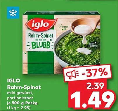 IGLO Rahm-Spinat 500 g - jetzt nur 1,49 €!