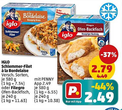 IGLO Schlemmer-Filet à la Bordelaise oder Filegro Ofen-Backfisch