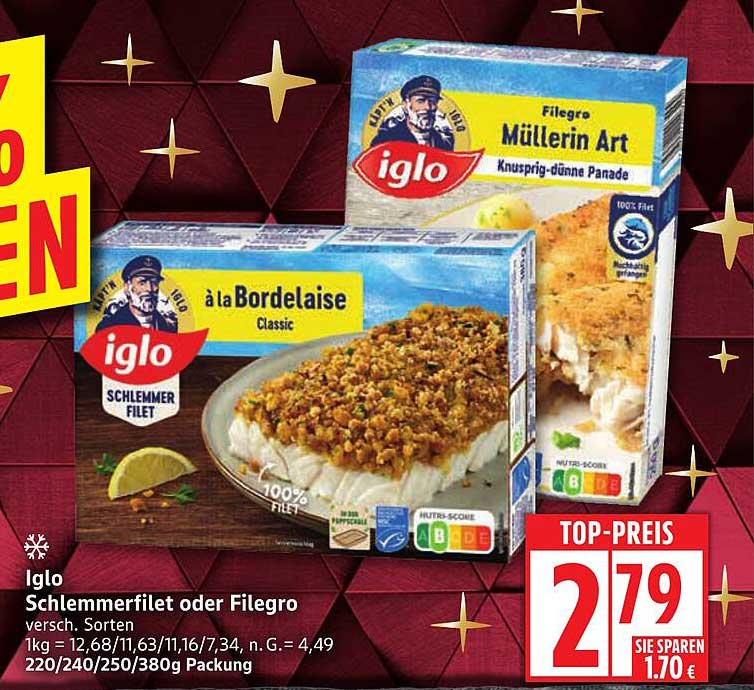 Iglo Schlemmerfilet oder Filegro - Verschiedene Sorten