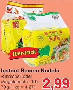 Instant Ramen Nudeln »Shrimps« oder »Vegetarisch«, 10er-Pack