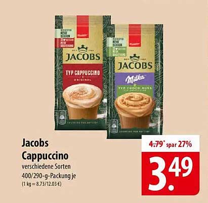 Jacobs Cappuccino verschiedene Sorten 400/290-g-Packung