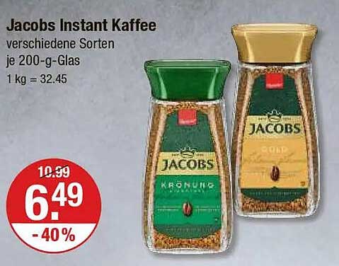 Jacobs Instant Kaffee verschiedene Sorten je 200-g-Glas